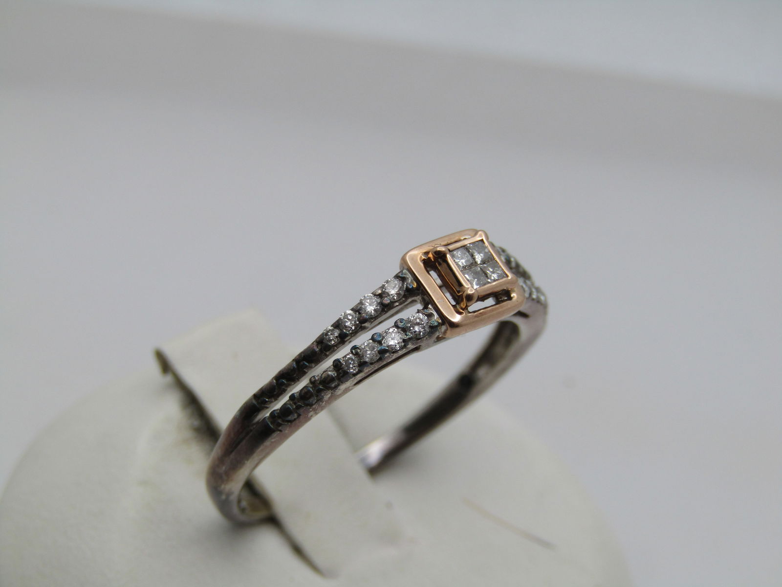 Sterling 10kt Diamond Engagement Ring, .20 TCW Signed IKS, Sz. 9.75 - 2