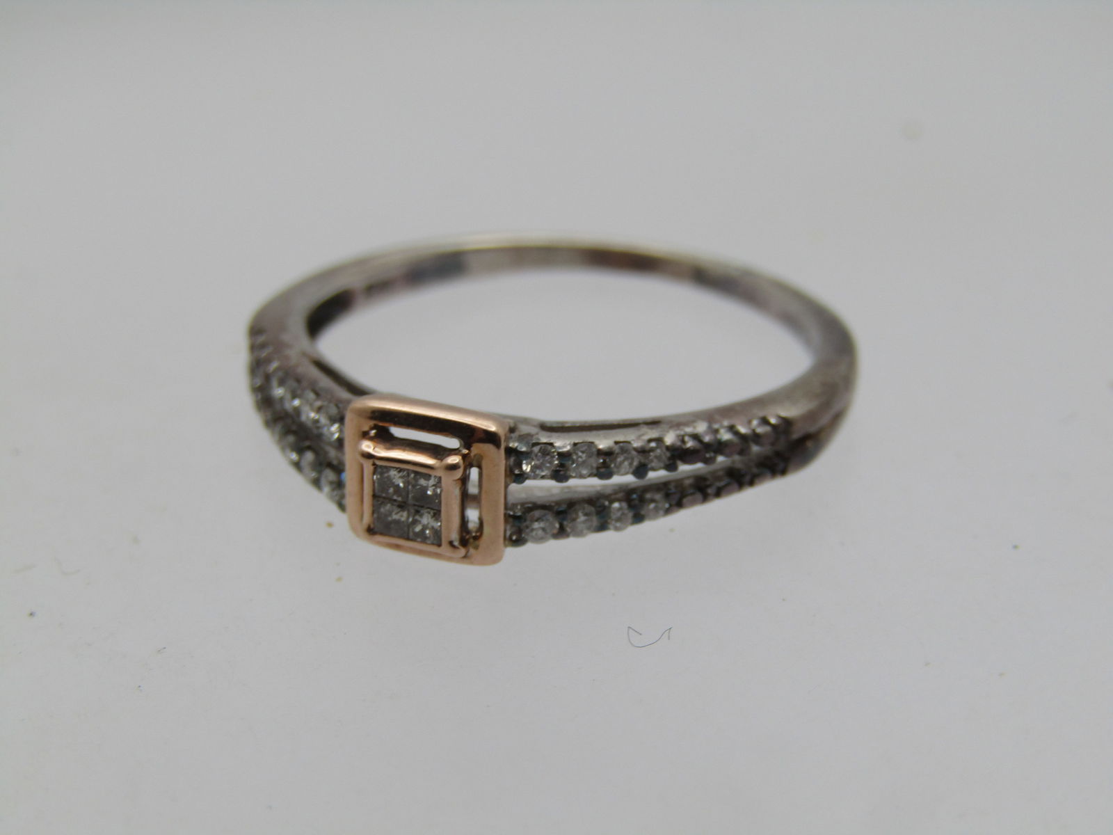 Sterling 10kt Diamond Engagement Ring, .20 TCW Signed IKS, Sz. 9.75 - 4