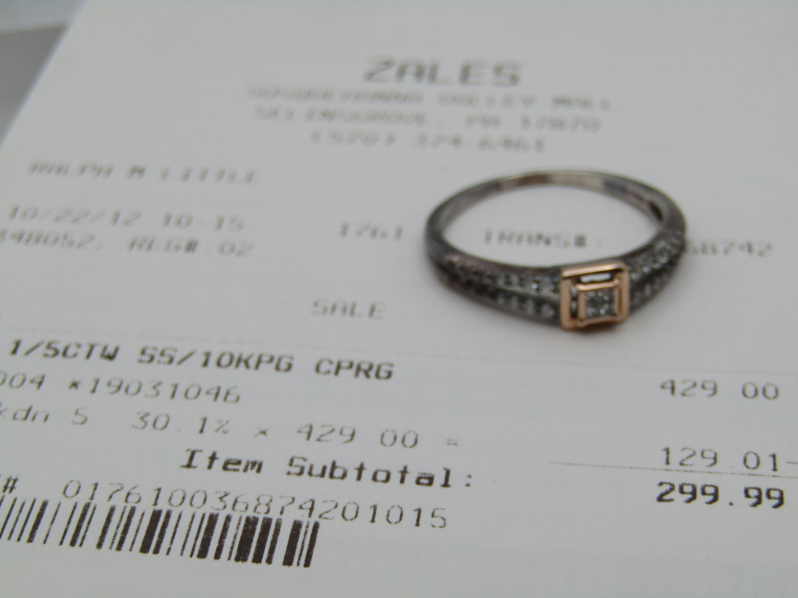 Sterling 10kt Diamond Engagement Ring, .20 TCW Signed IKS, Sz. 9.75 - 8