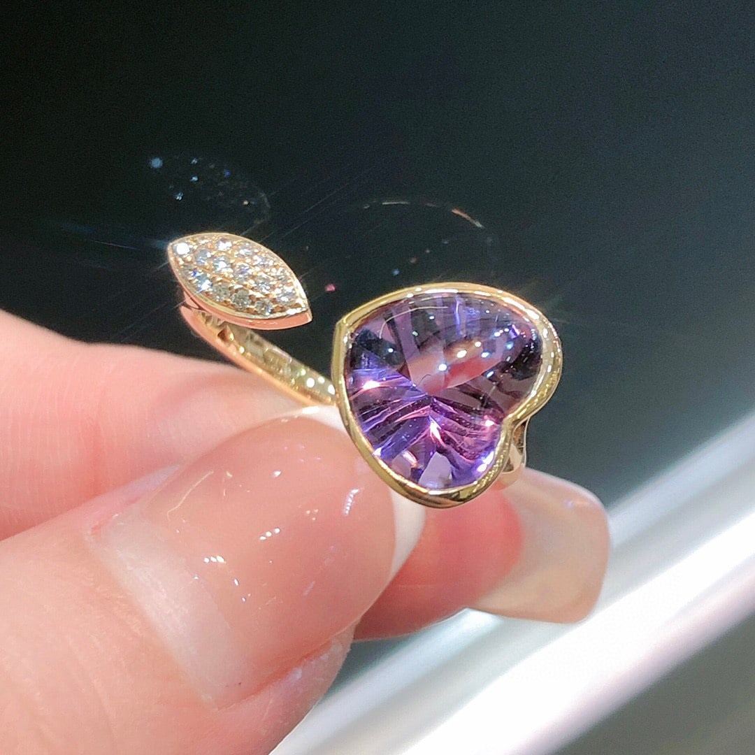 14K GOLD 2.65 CTW NATURAL AMETHYST & DIAMOND RING - 3
