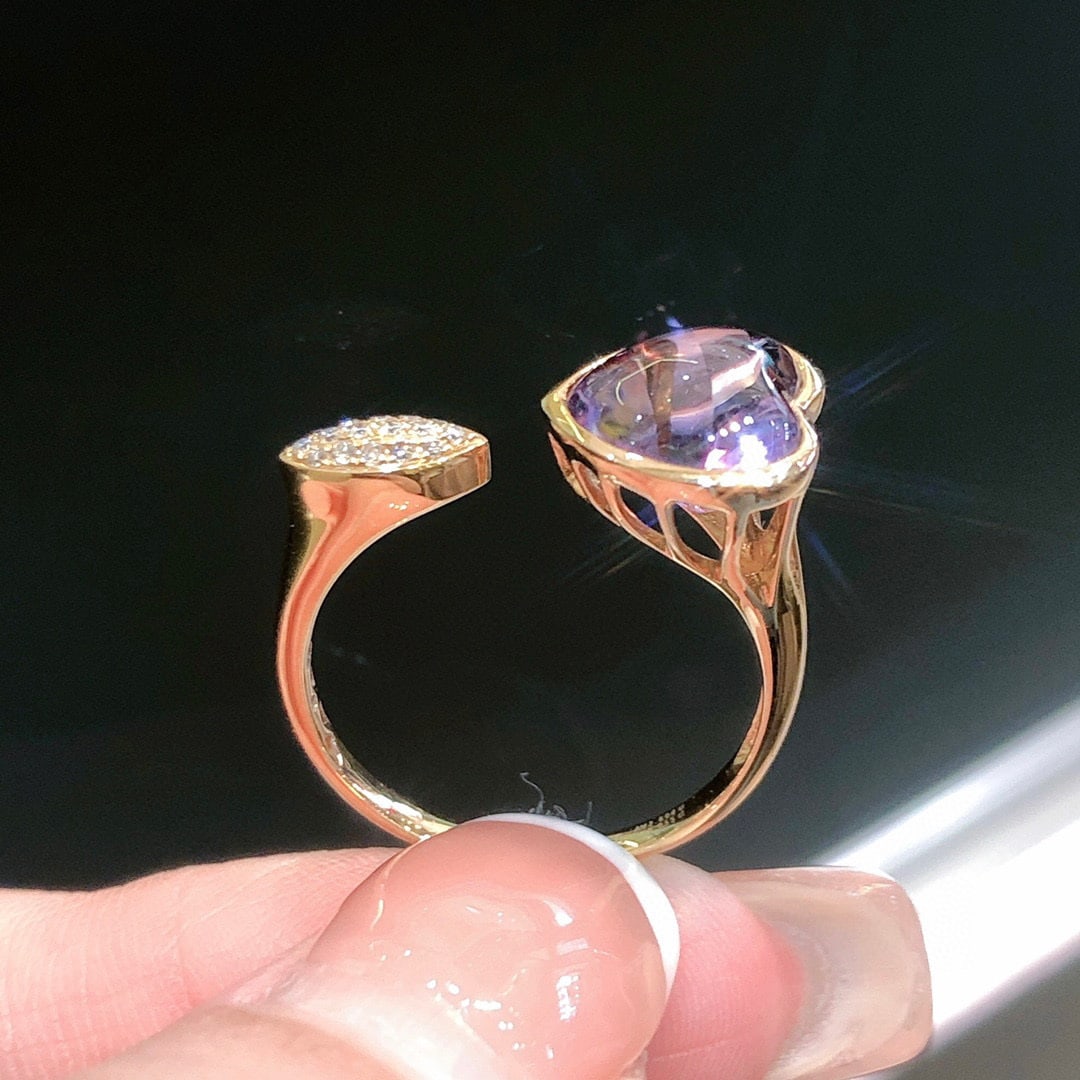 14K GOLD 2.65 CTW NATURAL AMETHYST & DIAMOND RING - 4