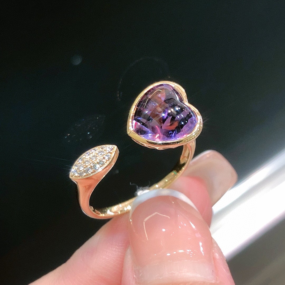 14K GOLD 2.65 CTW NATURAL AMETHYST & DIAMOND RING - 5
