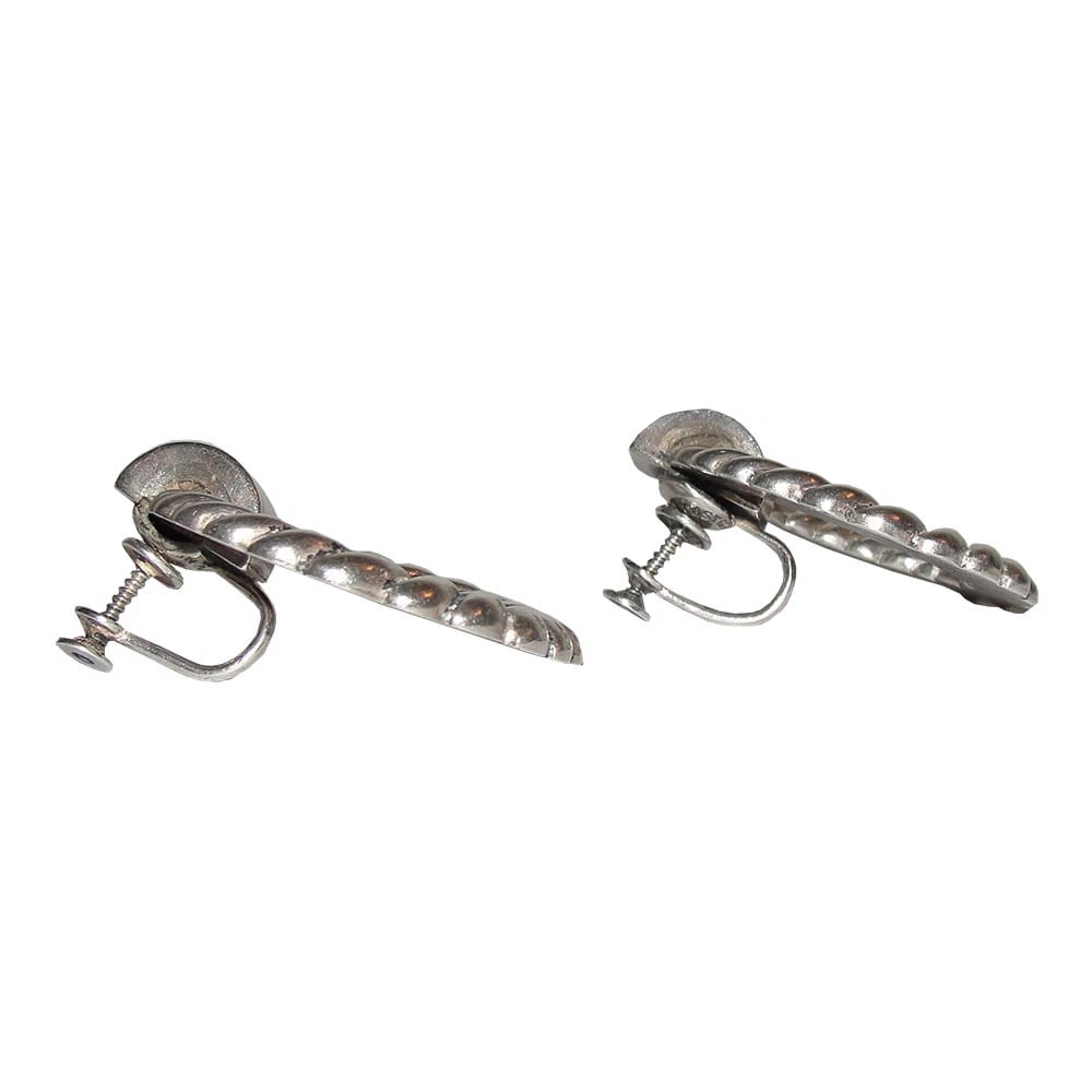 Los Castillos Taxco Mexico Sterling Hoop Dangle Earrings - 3