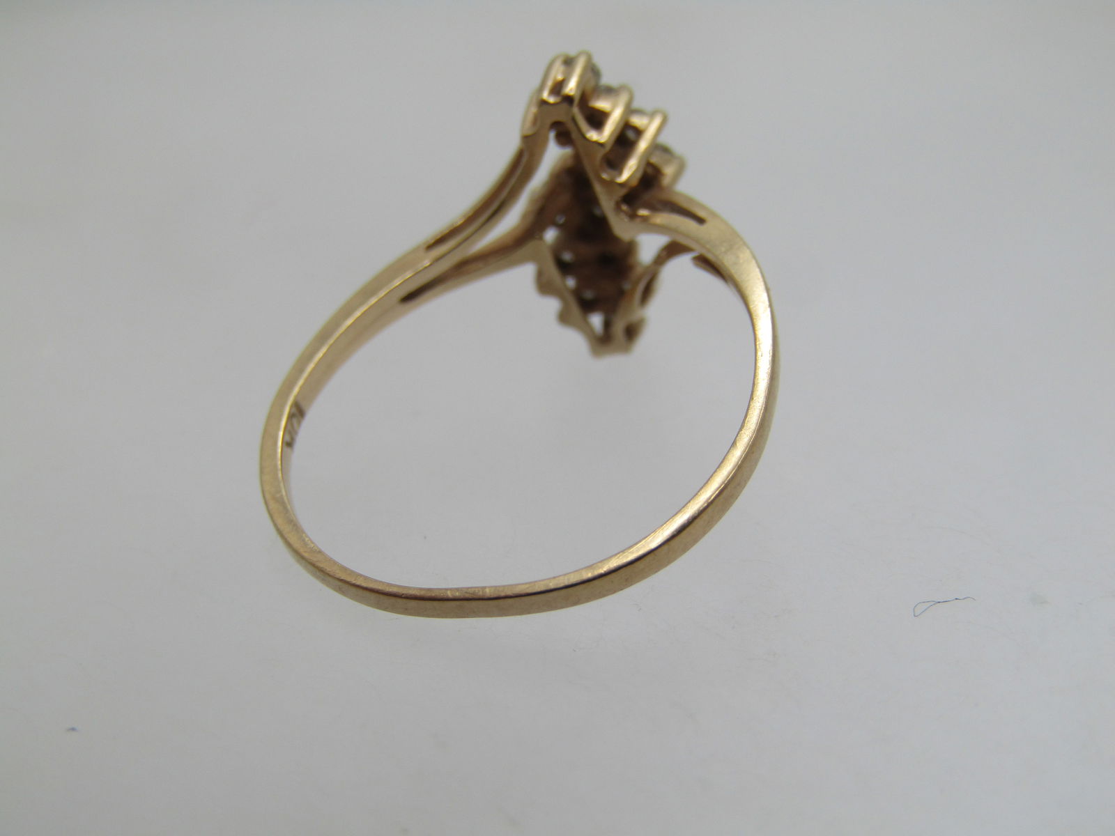 Vintage 10kt Diamond Cluster Waterfall Ring, Sz. 6, 1980's-1990's - 6