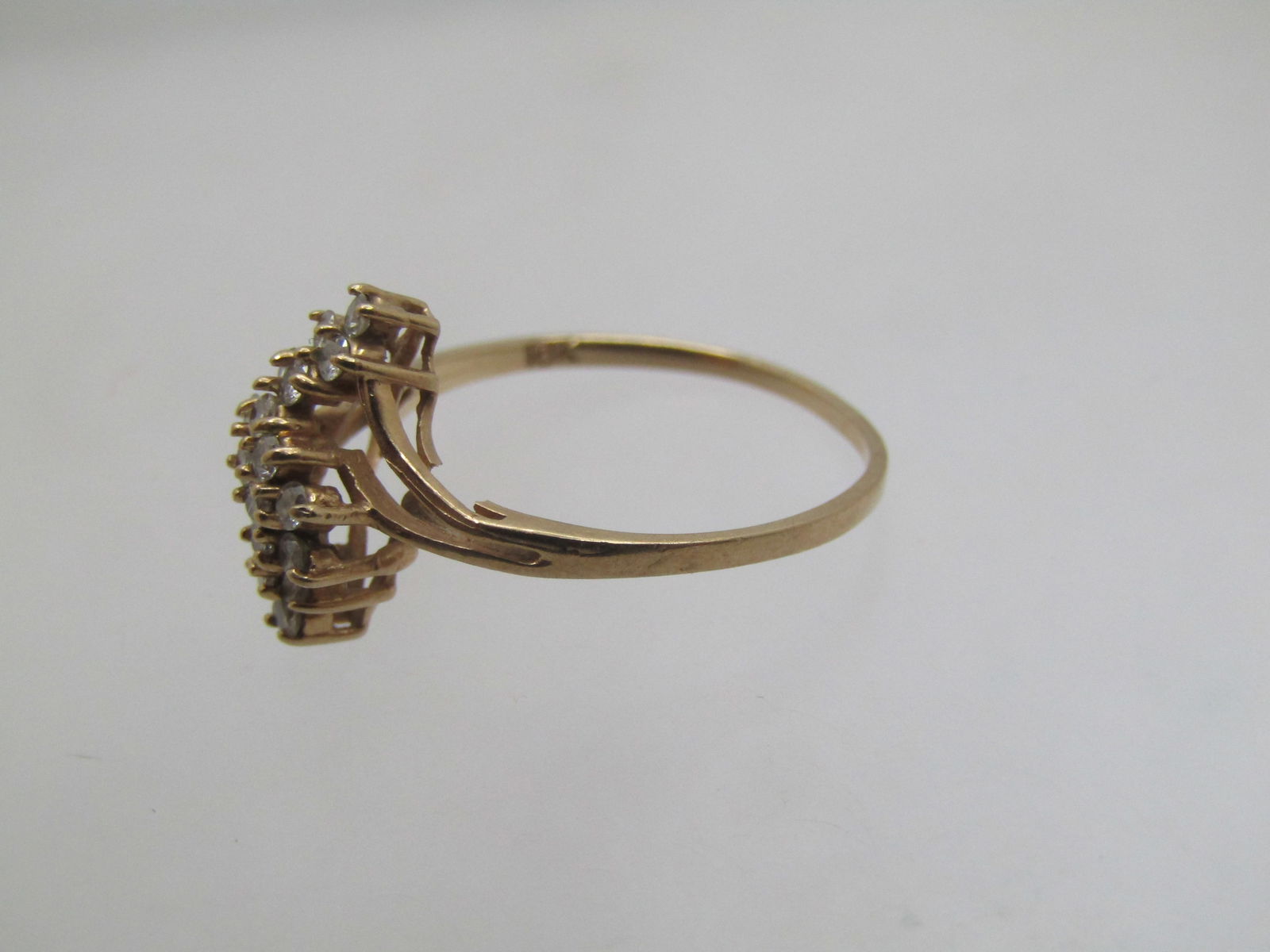 Vintage 10kt Diamond Cluster Waterfall Ring, Sz. 6, 1980's-1990's - 9