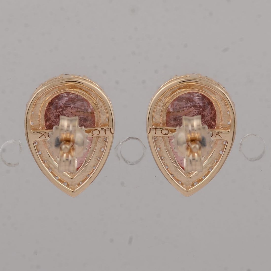 4.02 Ct Pear Pink Tourmaline 9K Gold Earrings - 4