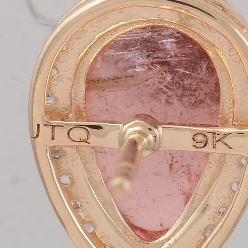 4.02 Ct Pear Pink Tourmaline 9K Gold Earrings - 5