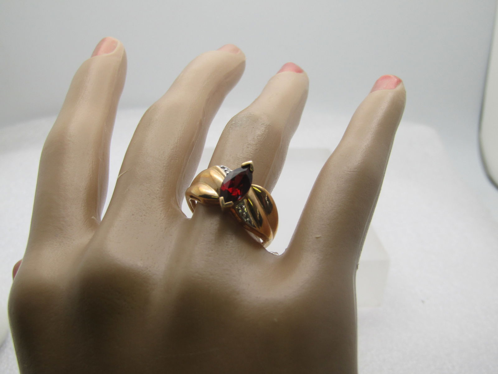 Vintage 10kt Tourmaline & Diamond Ring, Sz. 7, .75 CTW, 1960's-1970's - 7