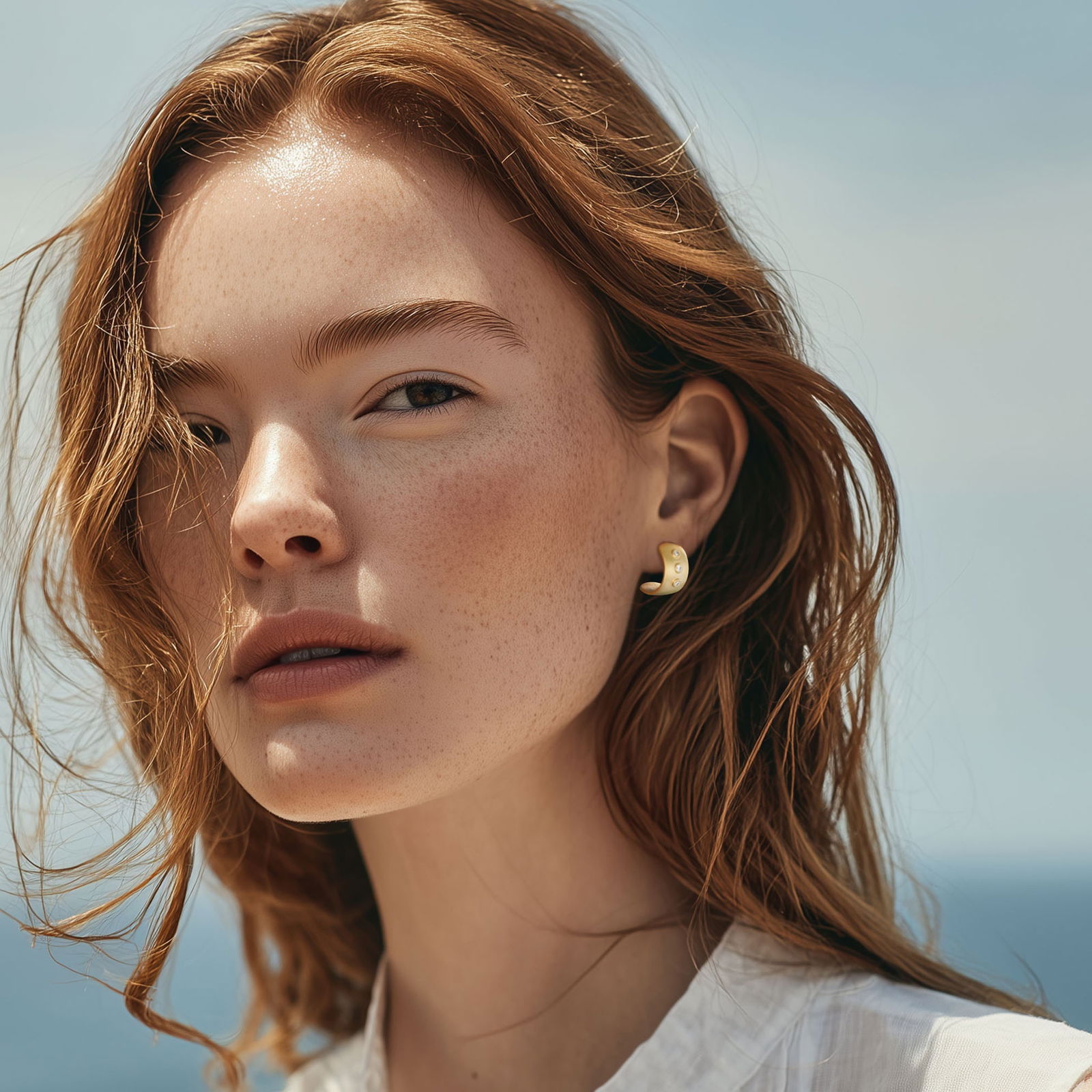 Meme Diamond Wide Huggie 18 K Gold Earrings, 1/2" Round - 2