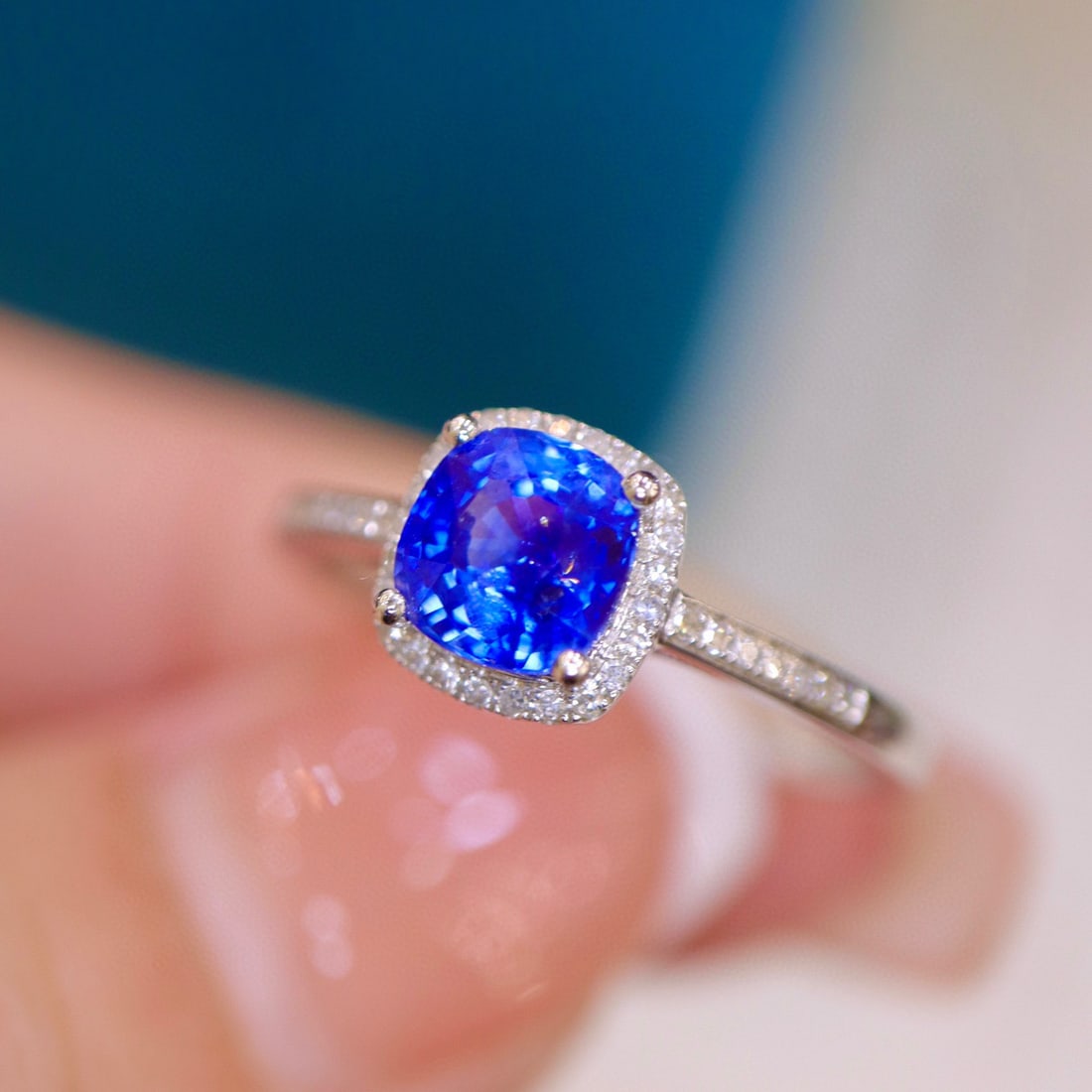 14K GOLD 1.25 CTW NATURAL SAPPHIRE & DIAMOND RING - 3