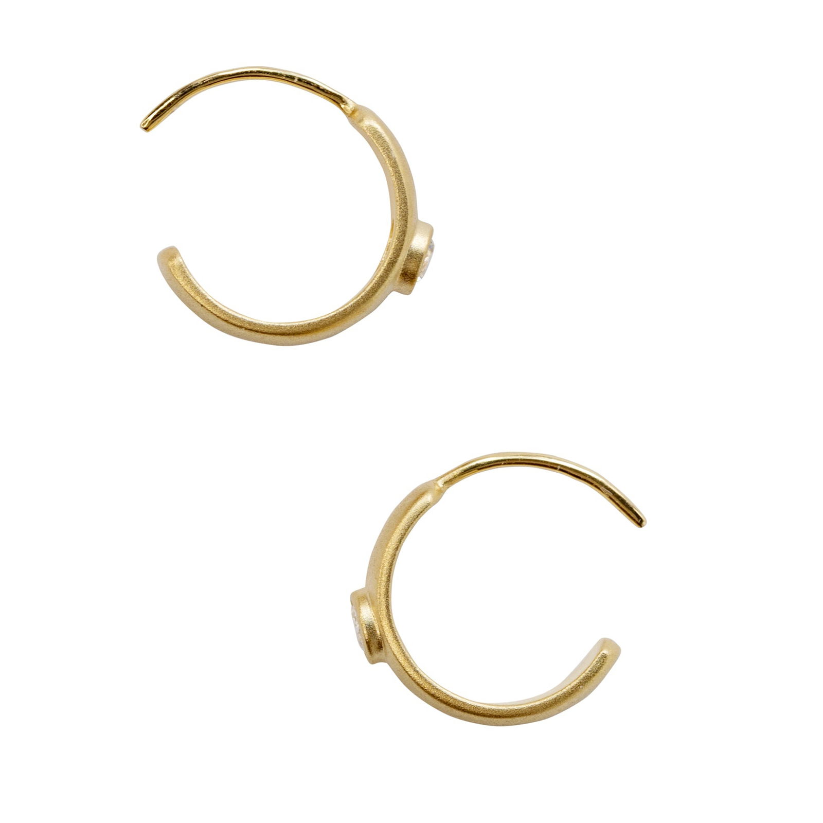 Meme Diamond Huggie 18 K Gold Earrings, 1/2" Round - 5