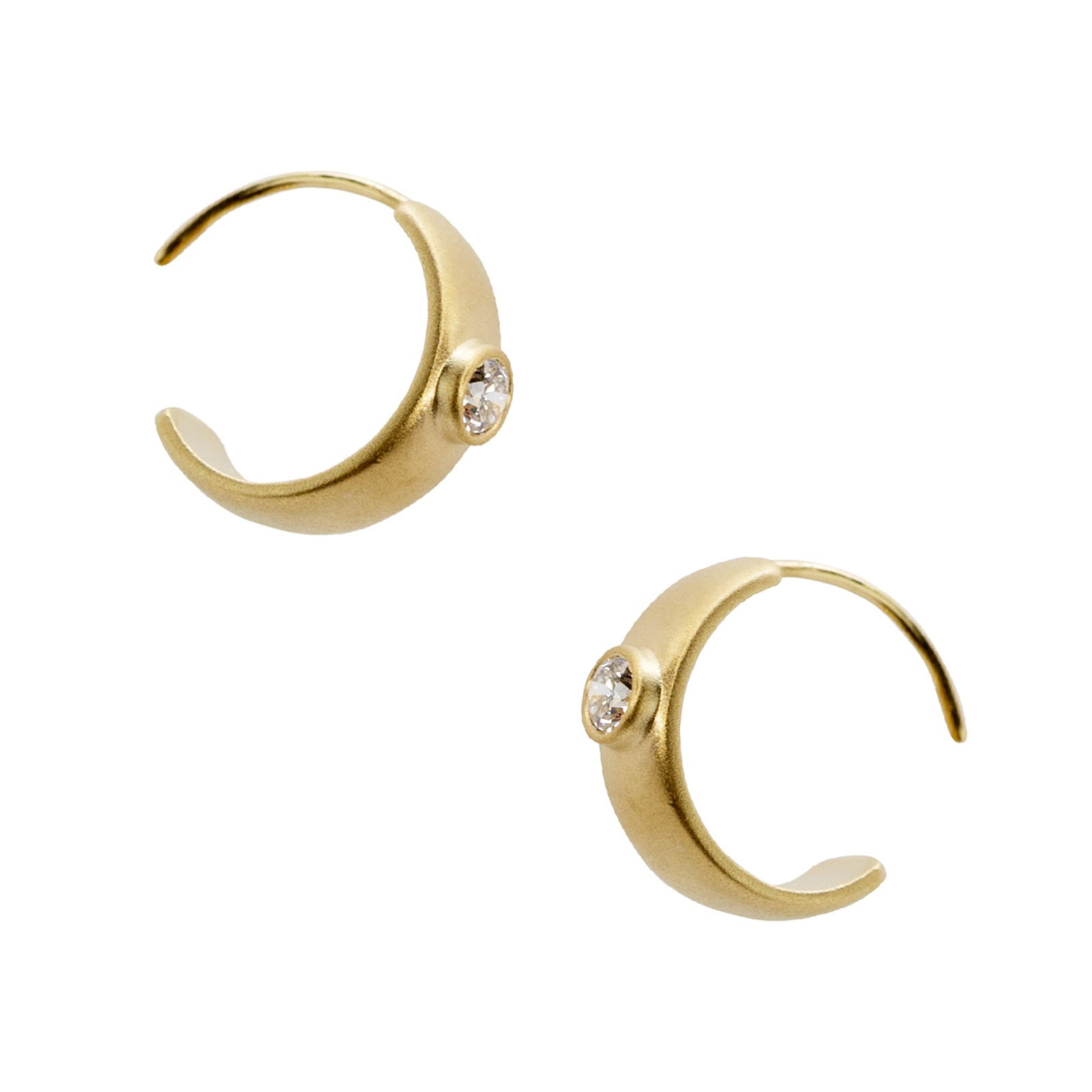 Meme Diamond Huggie 18 K Gold Earrings, 1/2" Round - 6