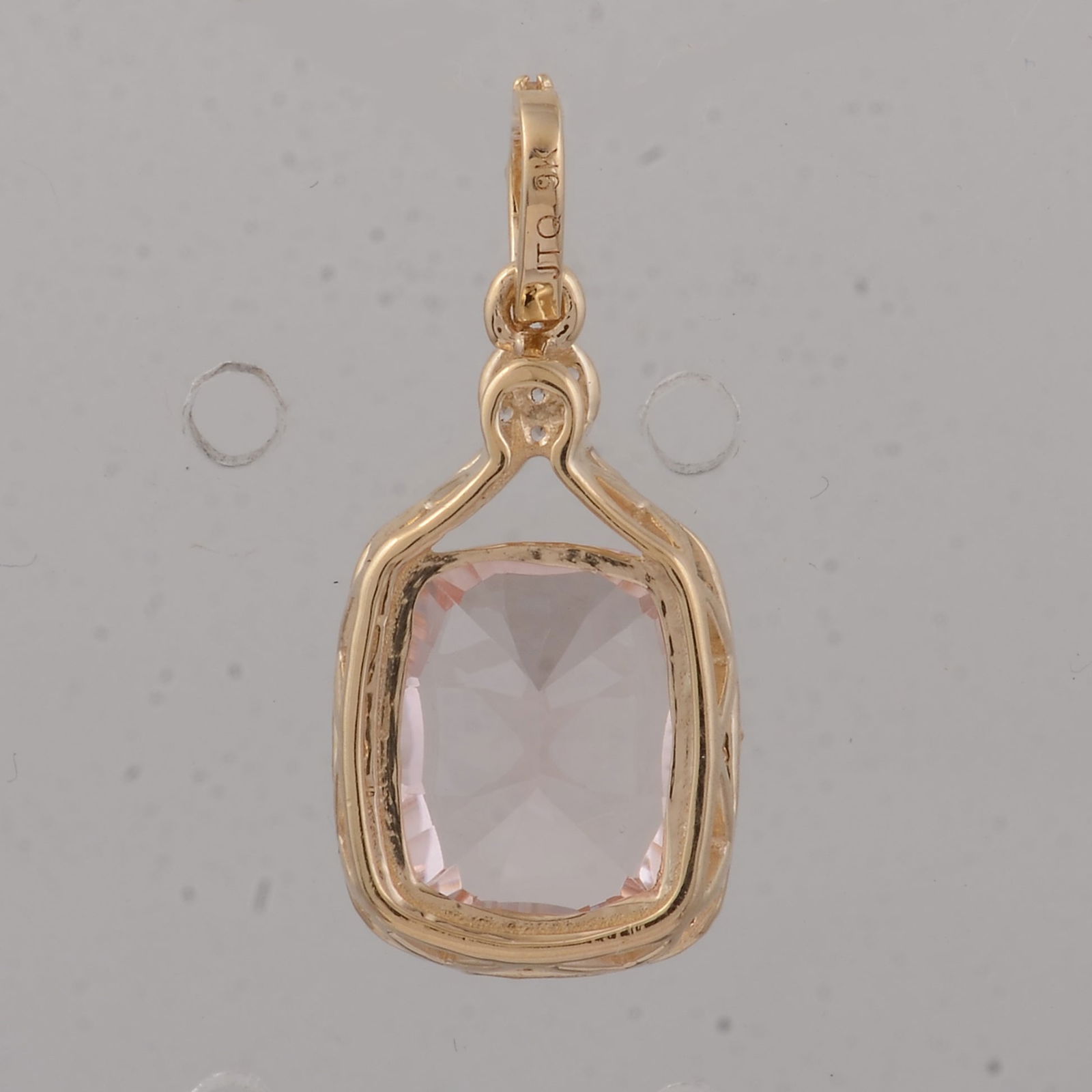 3.16 Ct Cushion Morganite 9K Gold Pendant - 2