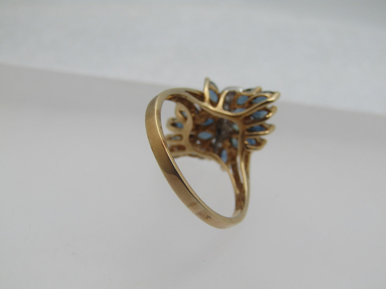 Vintage 10kt Blue Sapphire Diamond Ring, Sz. 8.5 - 5