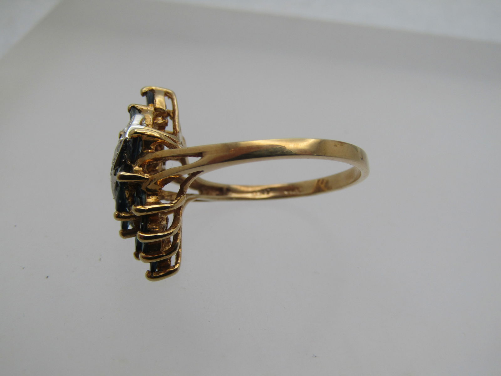 Vintage 10kt Blue Sapphire Diamond Ring, Sz. 8.5 - 6