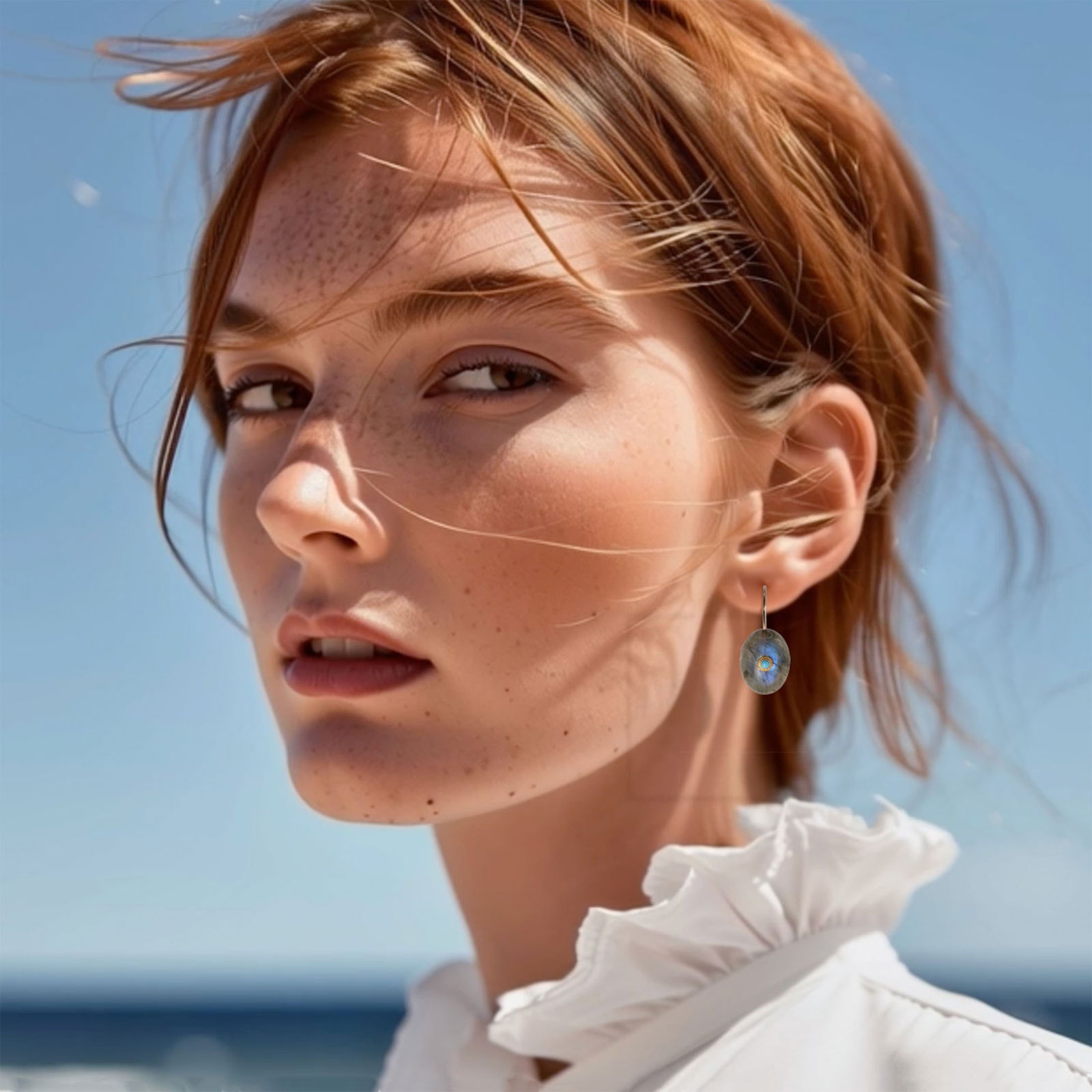 Labradorite Turquoise Drop Earrings 14K Gold - 2