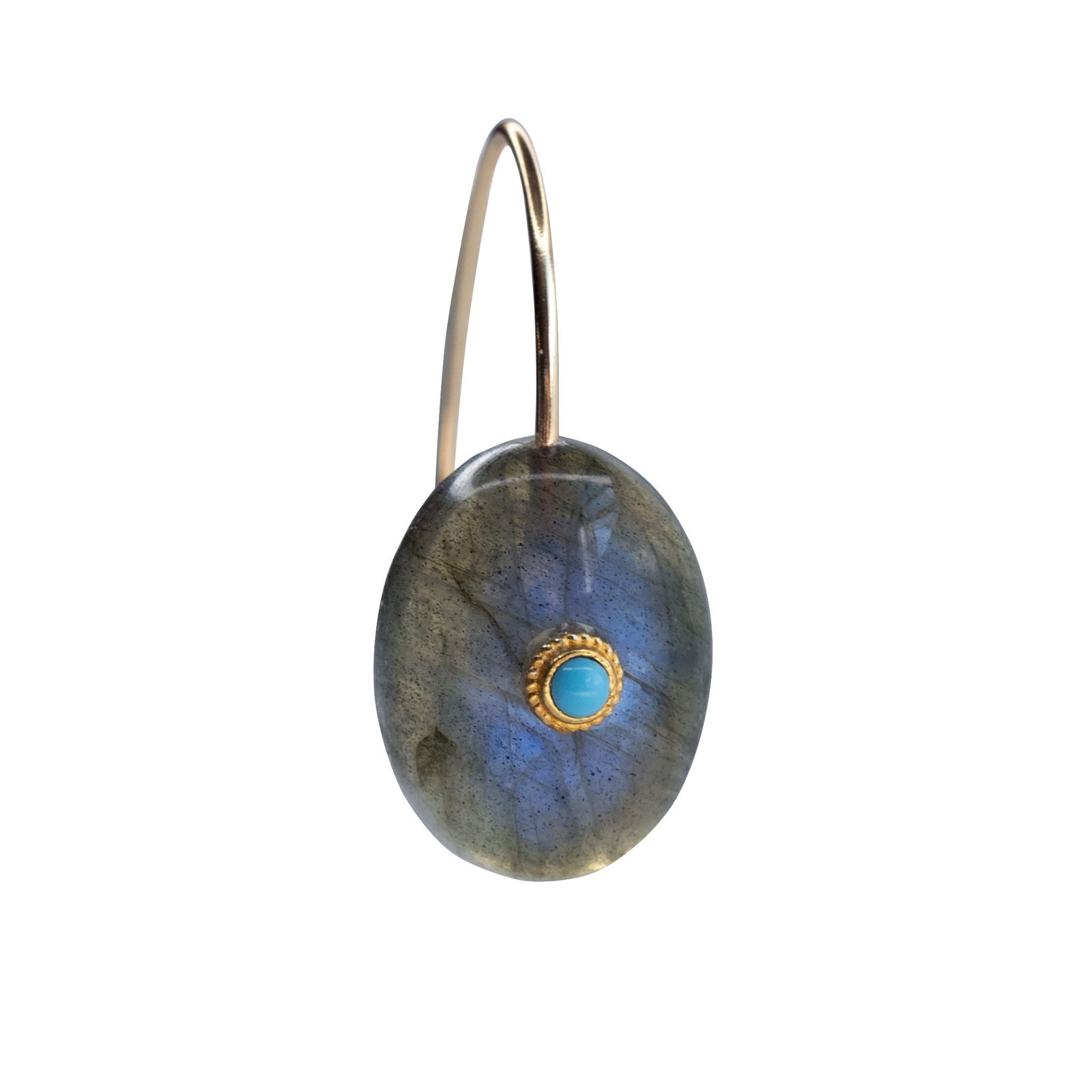 Labradorite Turquoise Drop Earrings 14K Gold - 3