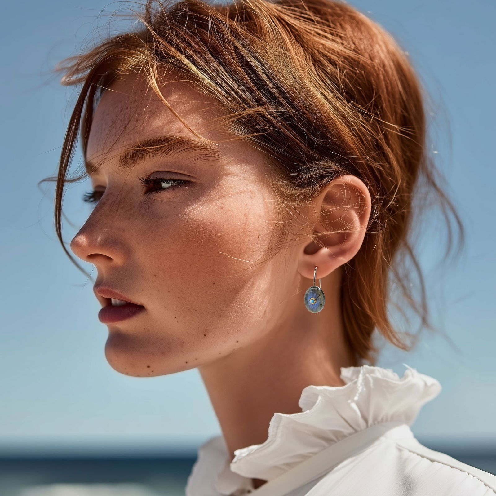 Labradorite Turquoise Drop Earrings 14K Gold - 6