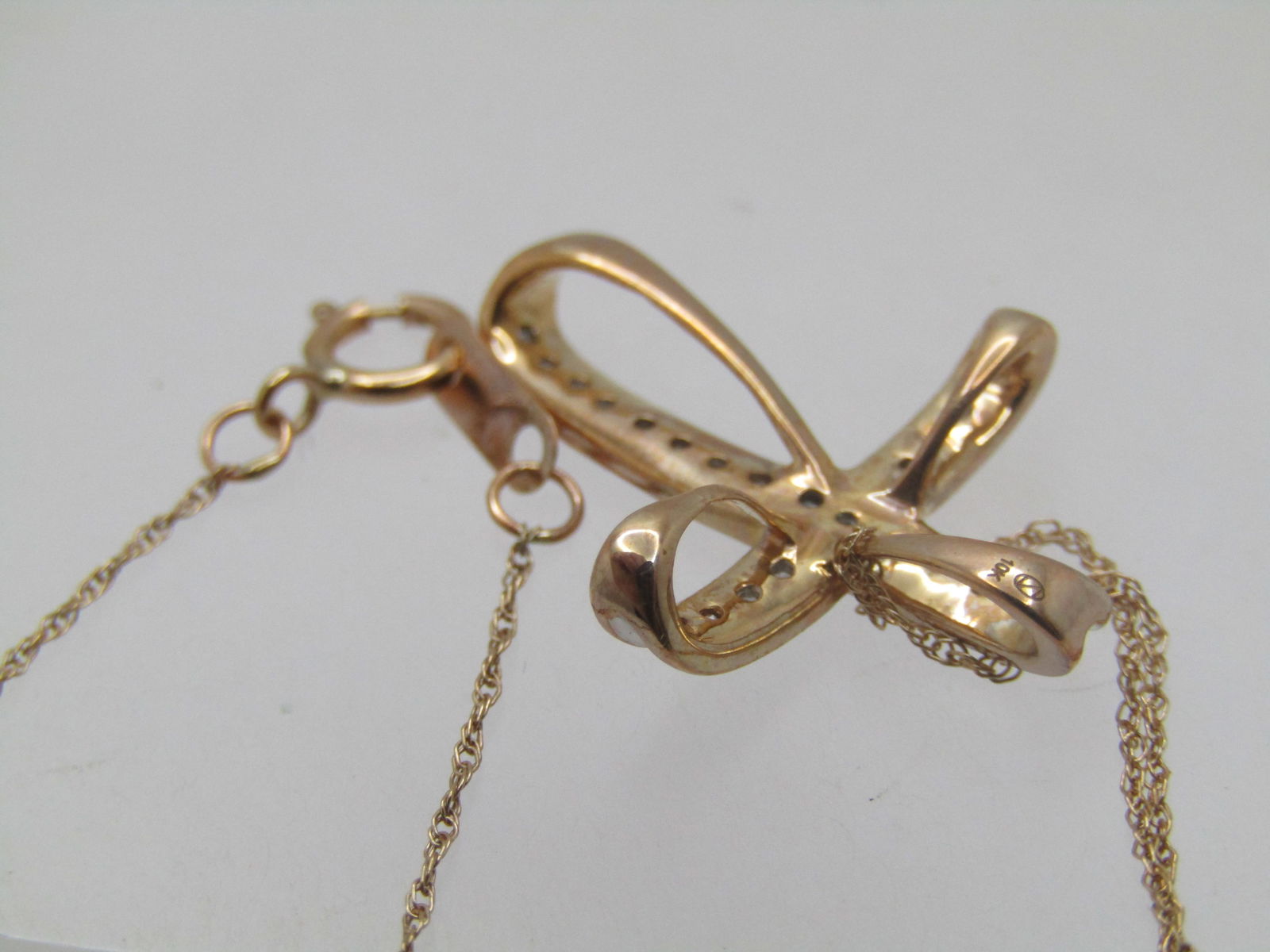 Vintage 10kt Diamond Cross Necklace 18", Signed, Zales - 9