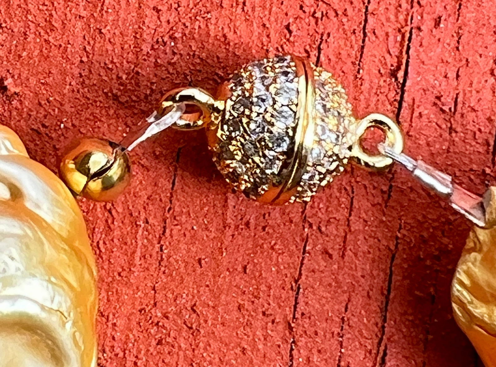 Golden Pearl & Carved Shell Necklace - 3