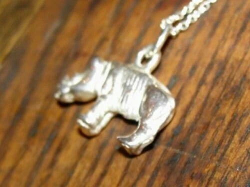 Sterling Silver Rhino Animal Charm Necklace Alberto Juan - 5