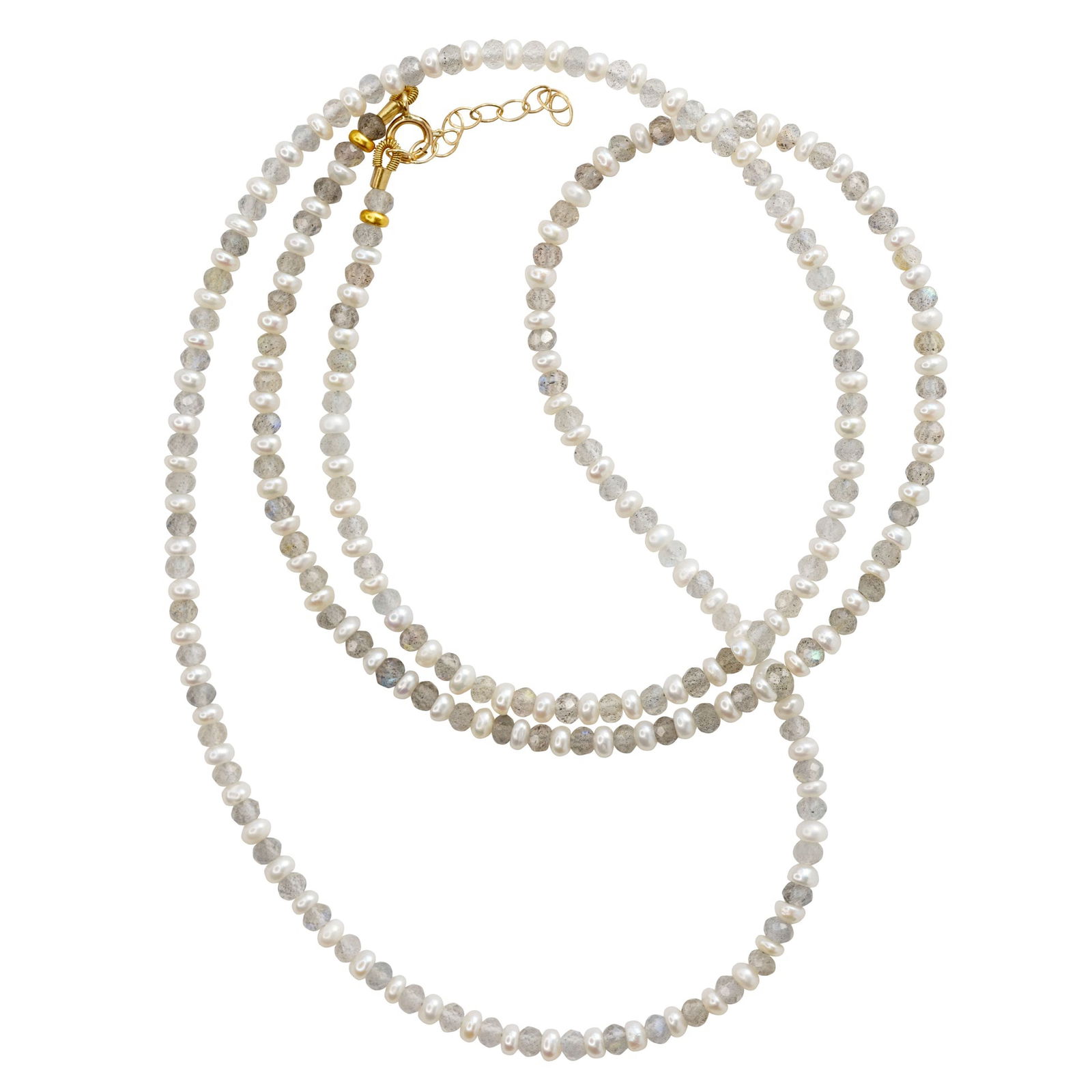 Lustra Tiny Pearl Labradorite Necklace 14K Gold - 6