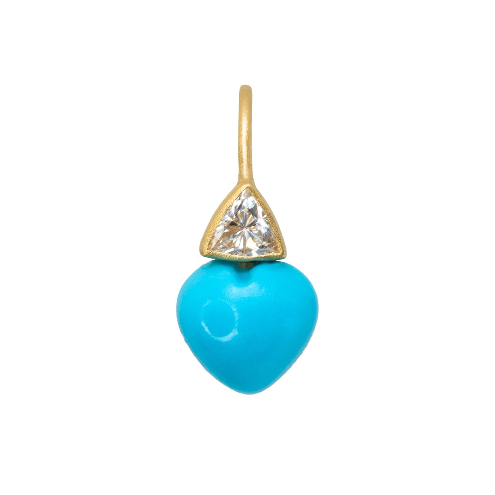 Heart Turquoise & Diamond Drop Earrings 18K Gold - 4