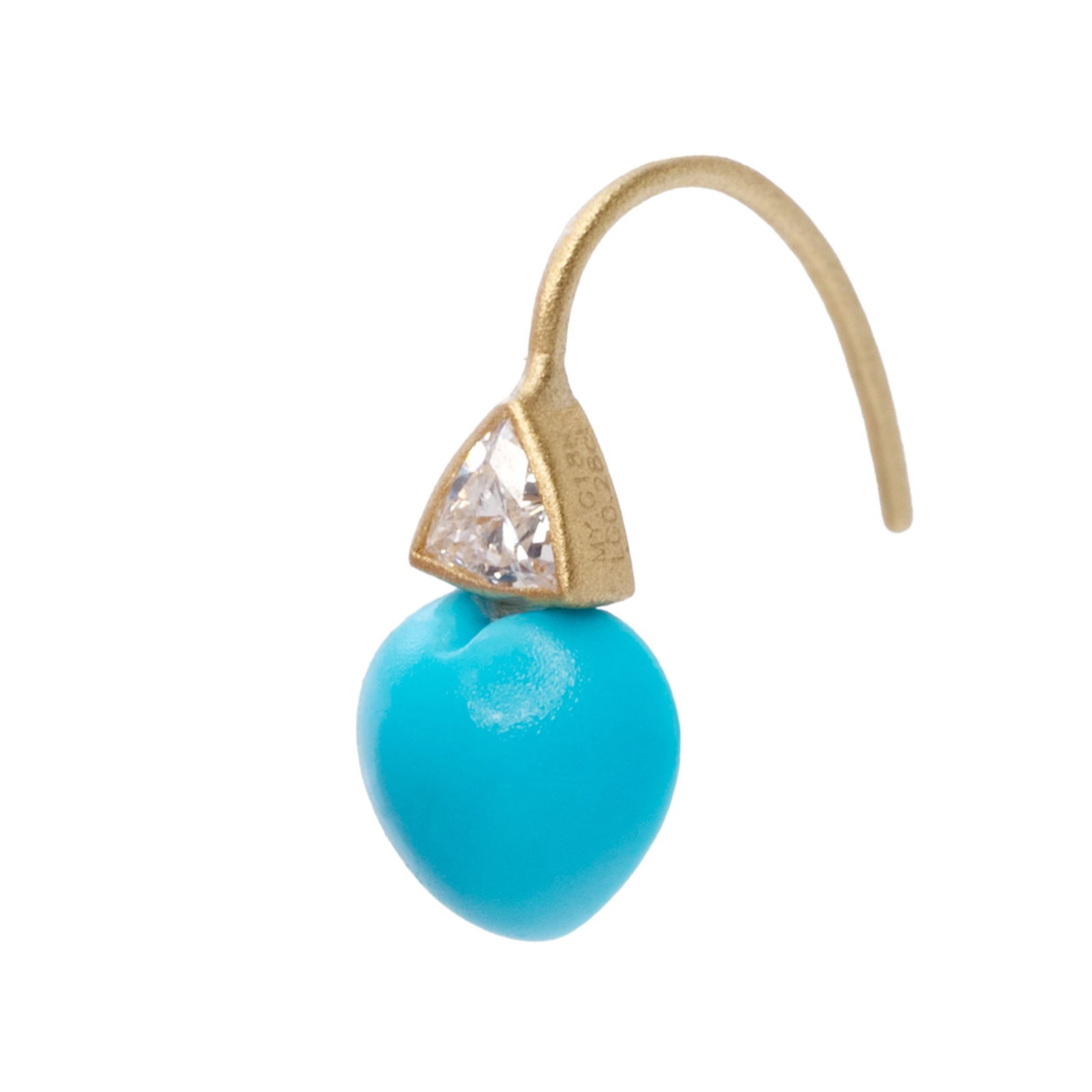 Heart Turquoise & Diamond Drop Earrings 18K Gold - 5