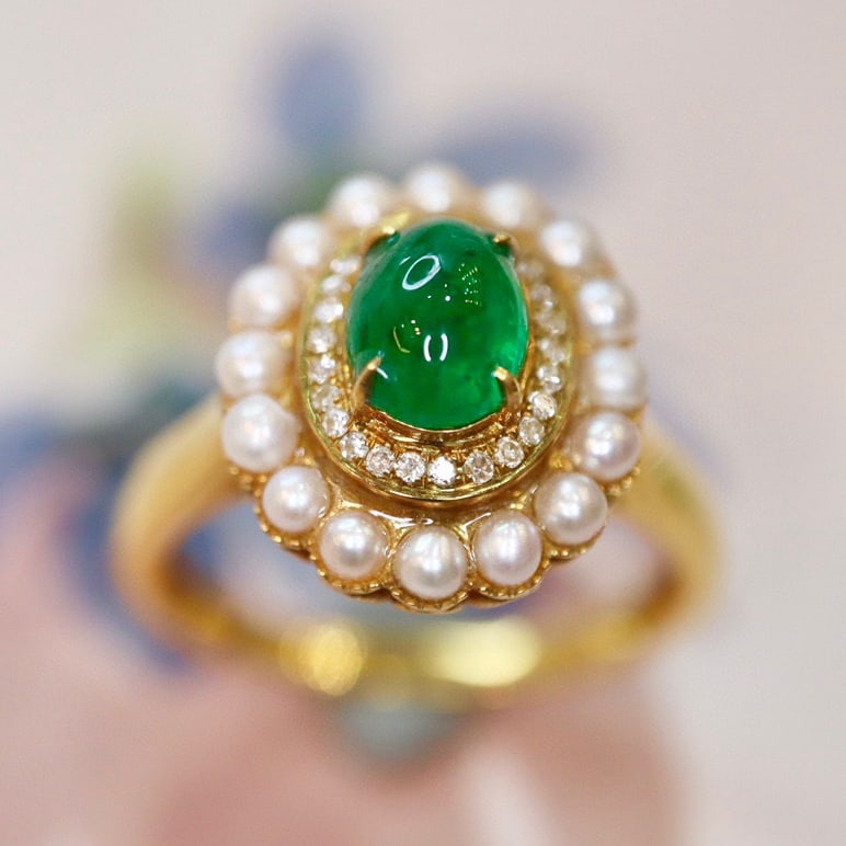 14K GOLD 1.10 CTW VIVID GREEN NATURAL EMERALD & DIAMOND RING - 4