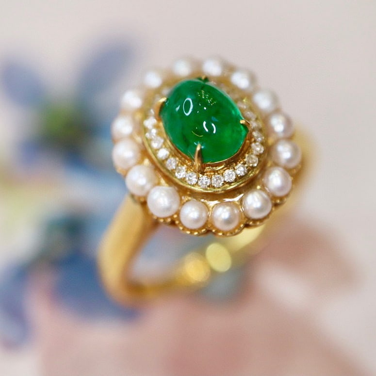 14K GOLD 1.10 CTW VIVID GREEN NATURAL EMERALD & DIAMOND RING - 5