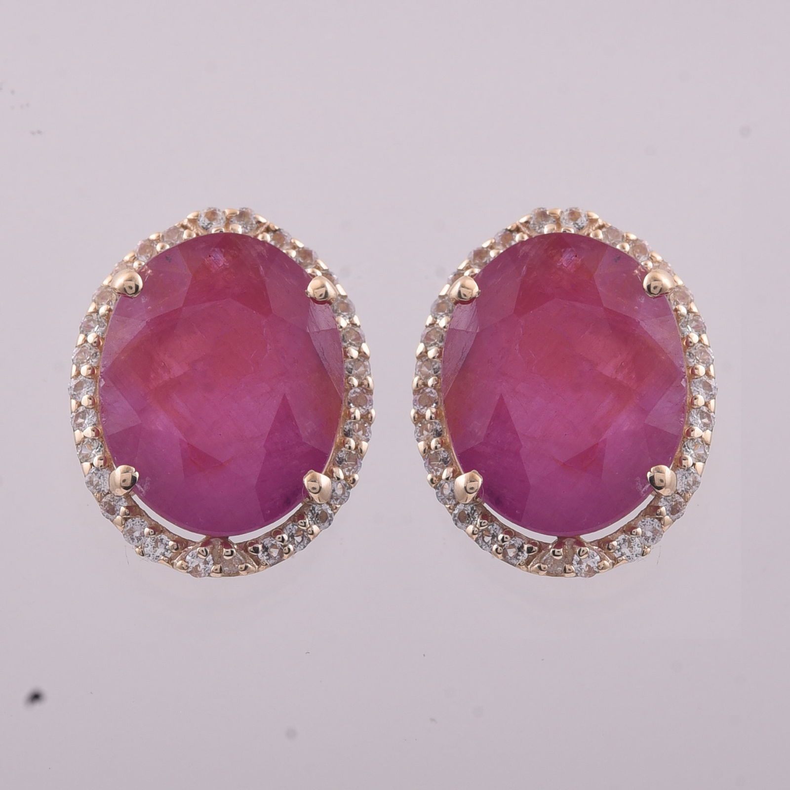 5.22 Ct Oval Ruby 9K Gold Earrings (1 of 5)