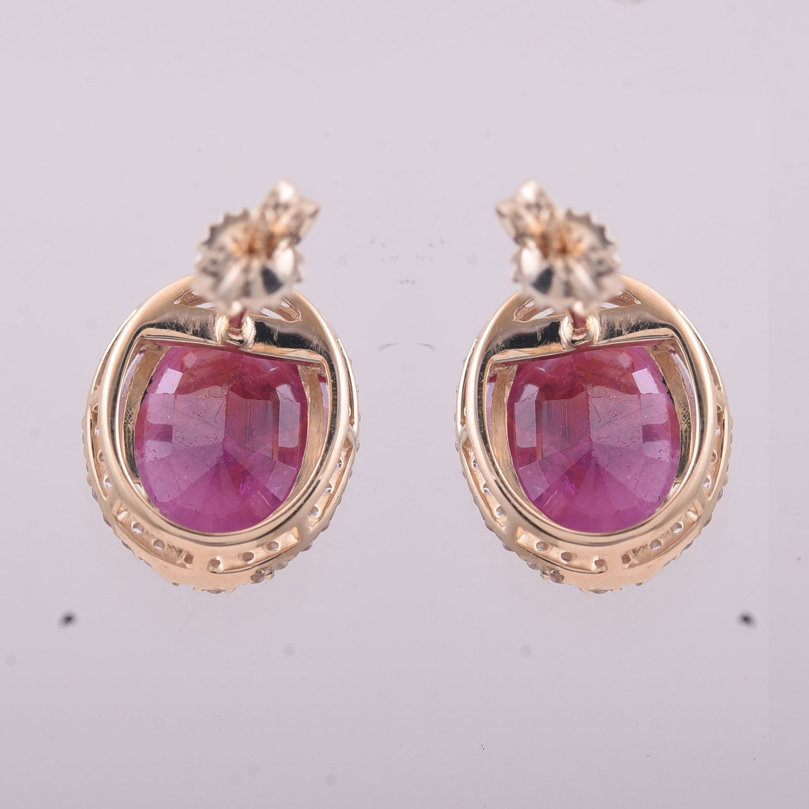 5.22 Ct Oval Ruby 9K Gold Earrings - 3