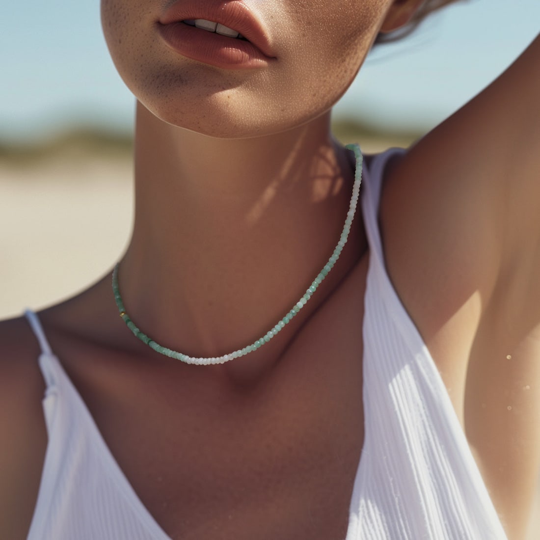 Ombre Light Emerald Necklace 14K Gold - 8