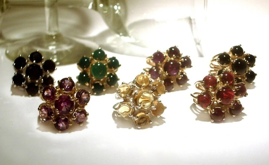 Sterling 18 kt Gold Vermeil Flower Cocktail Ring with Faceted Purple Amethyst - 5