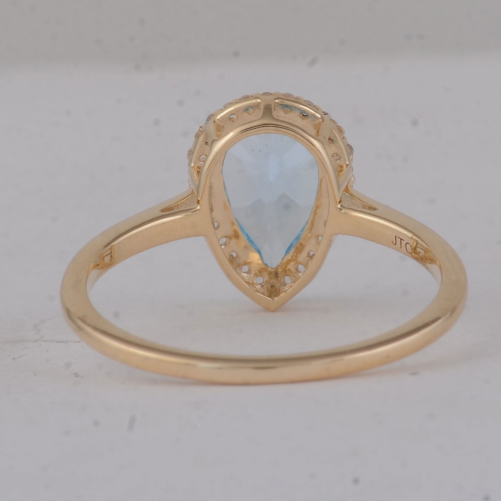 1.74 Ct Pear Blue Topaz 9K Gold Ring - 4
