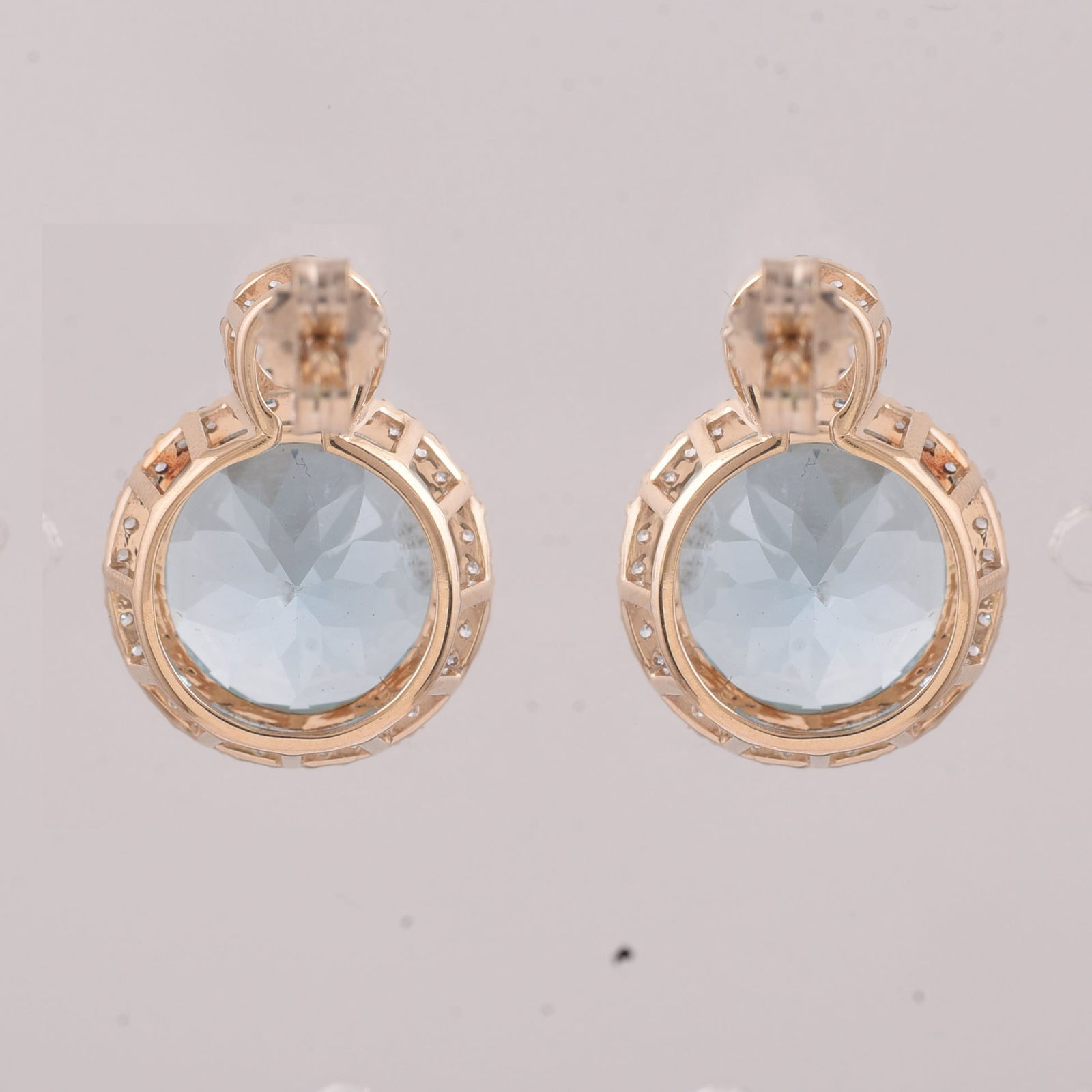 9.77 Ct Round Blue Topaz 9K Gold Earrings - 3