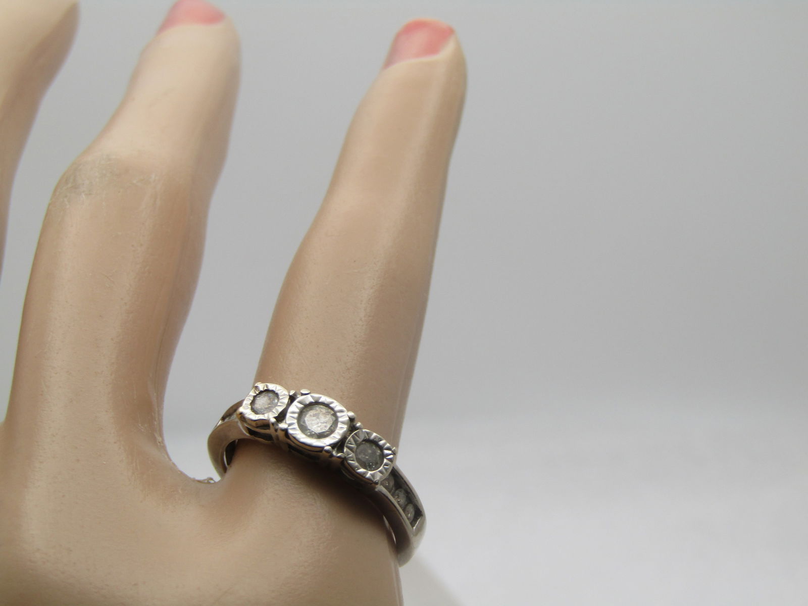 Vintage 10kt Diamond Ring, Engagement or Band, Sz. 6.5, Signed Key - 7