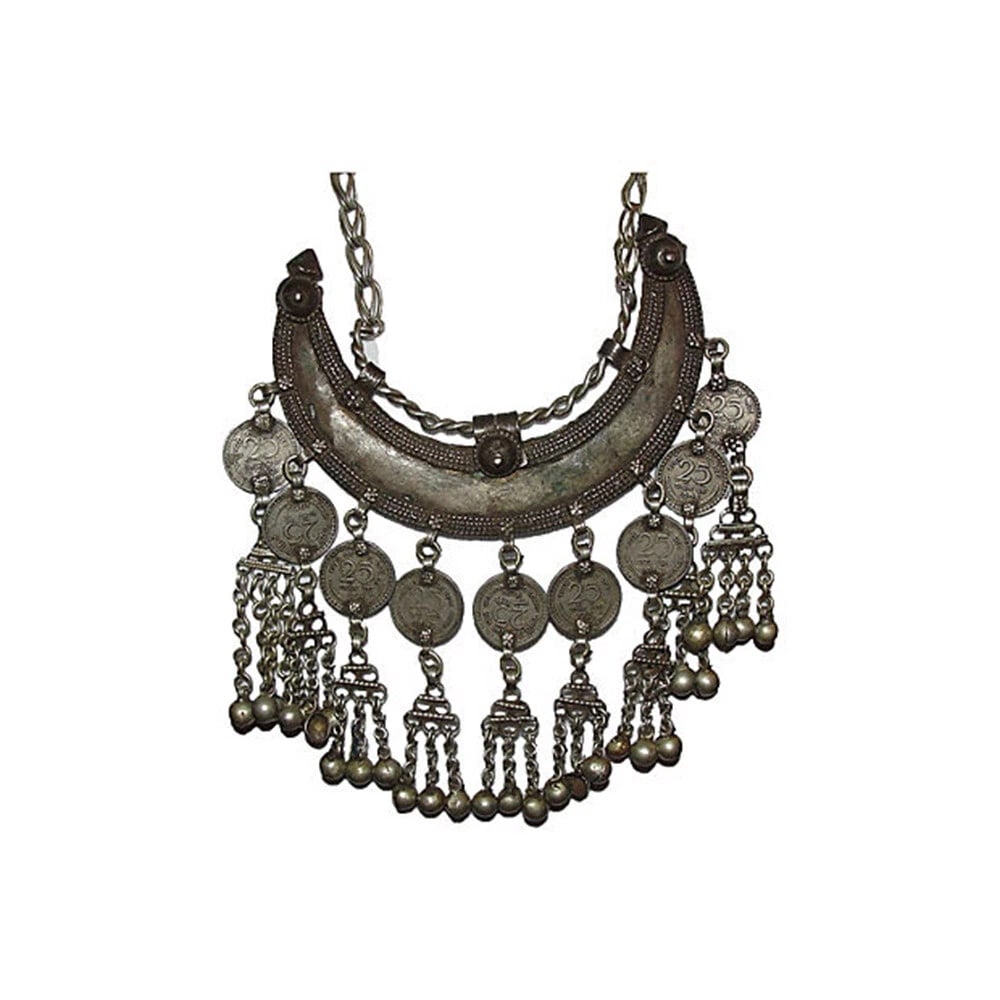 Rajasthan Banjara Crescent Dangle Coin Necklace - 4