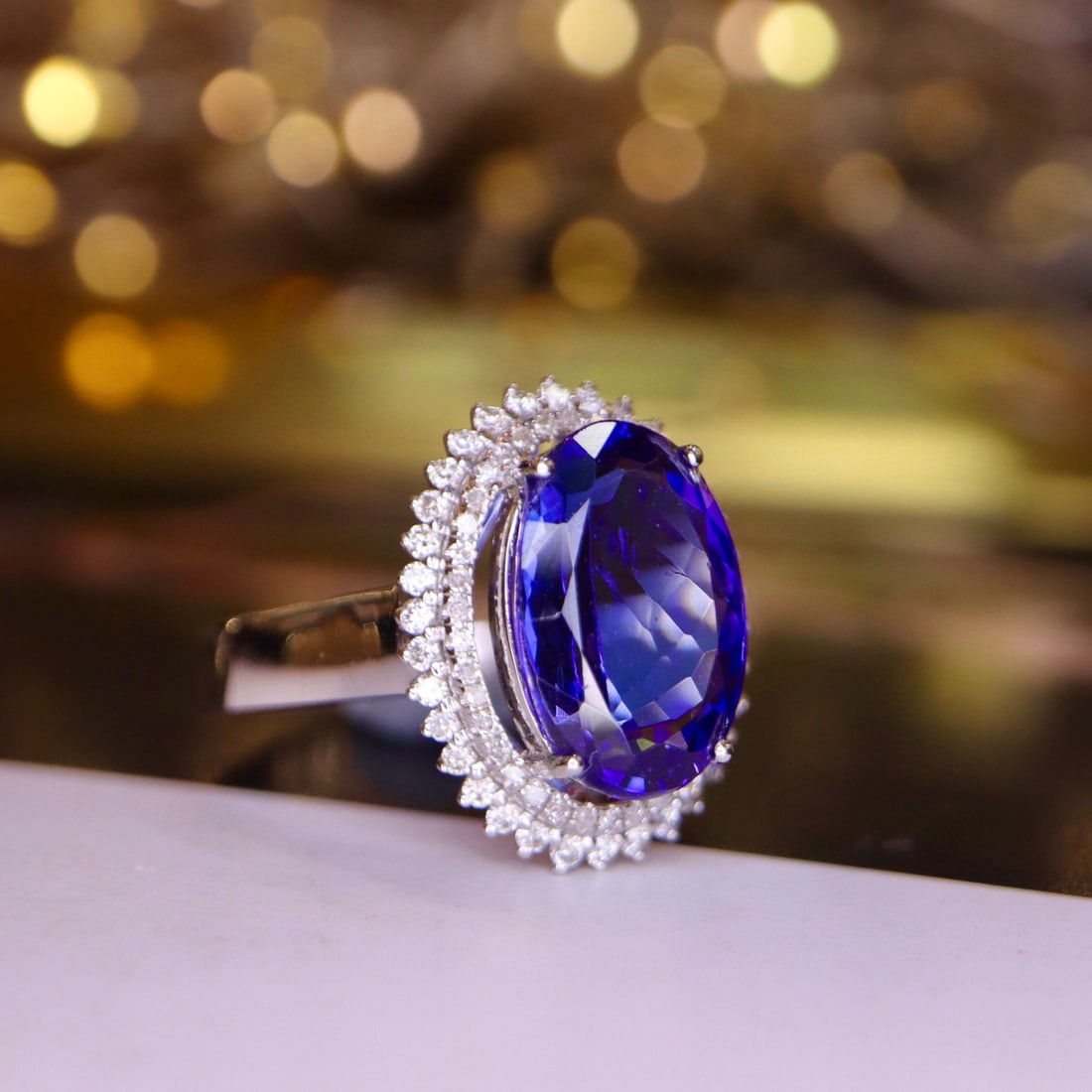 14K GOLD 3.49 CTW NATURAL TANZANITE & DIAMOND RING - 5