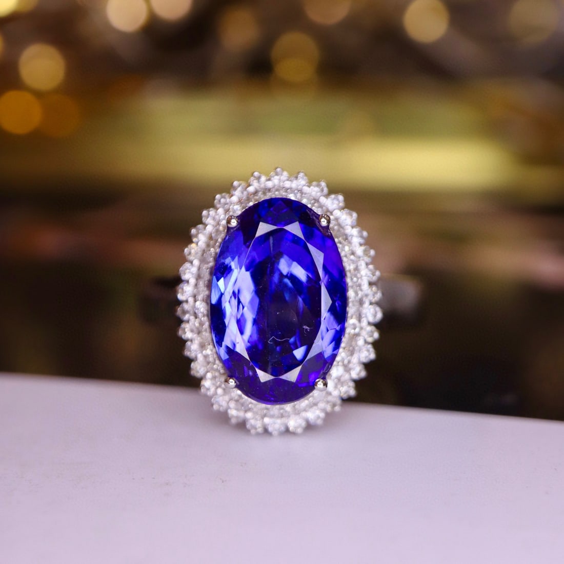 14K GOLD 3.49 CTW NATURAL TANZANITE & DIAMOND RING - 6