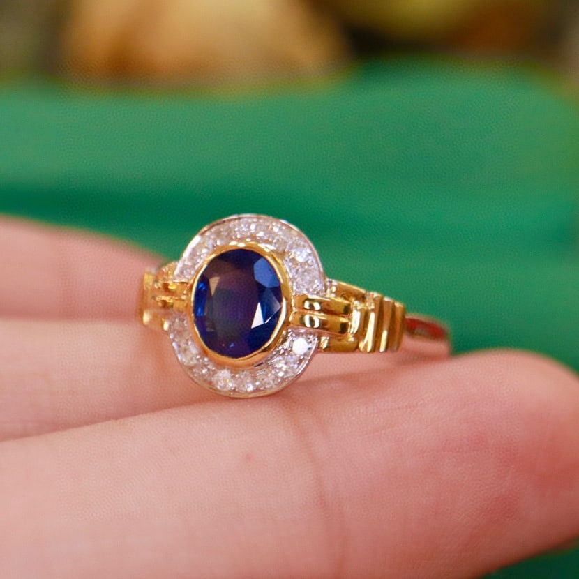 14K GOLD 0.91 CTW NATURAL SAPPHIRE & DIAMOND RING - 3