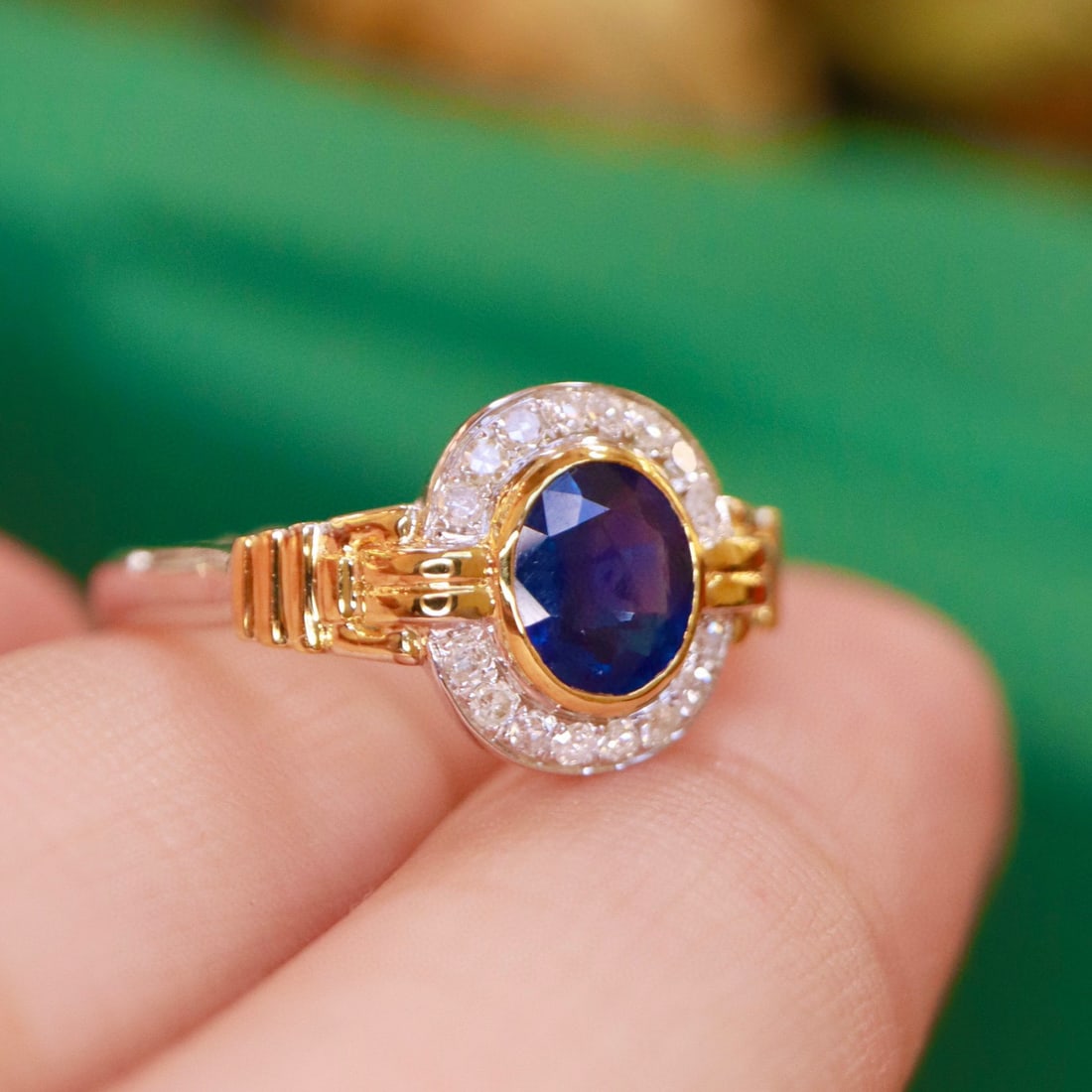 14K GOLD 0.91 CTW NATURAL SAPPHIRE & DIAMOND RING - 5