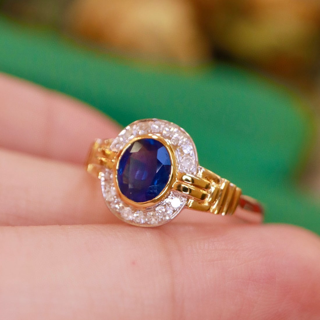 14K GOLD 0.91 CTW NATURAL SAPPHIRE & DIAMOND RING - 6