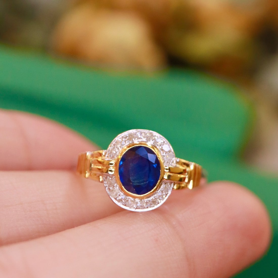 14K GOLD 0.91 CTW NATURAL SAPPHIRE & DIAMOND RING - 7