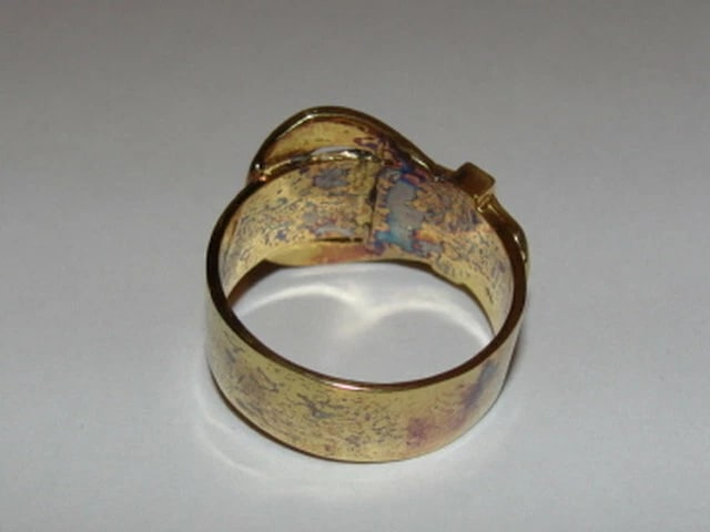 18kt Gold Vermeil Sterling Silver Buckle Ring Unisex by Alberto Juan - 3