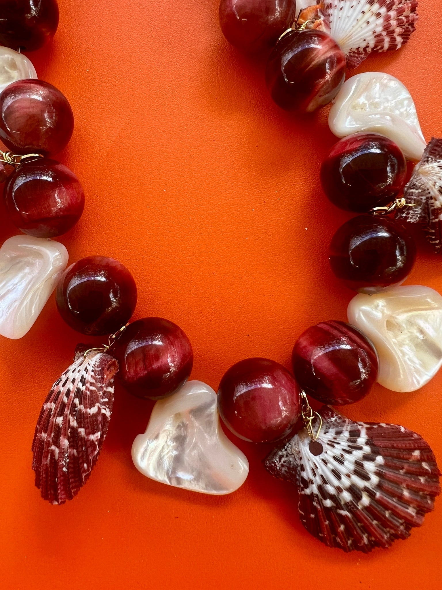 Agate Necklace with Abalone & Pectin Shells - 2