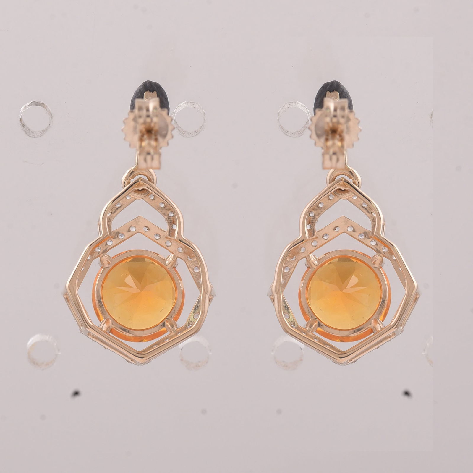 2.10 Ct Round Br.Opal 9K Gold Earrings - 2