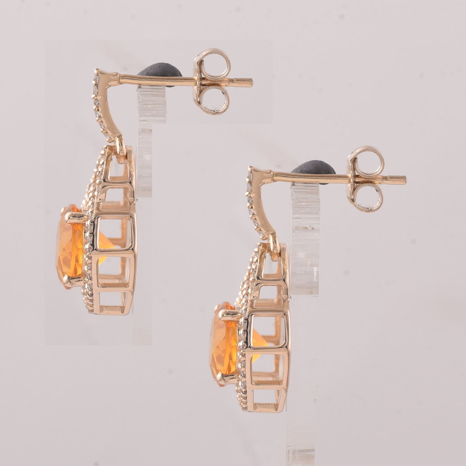 2.10 Ct Round Br.Opal 9K Gold Earrings - 3