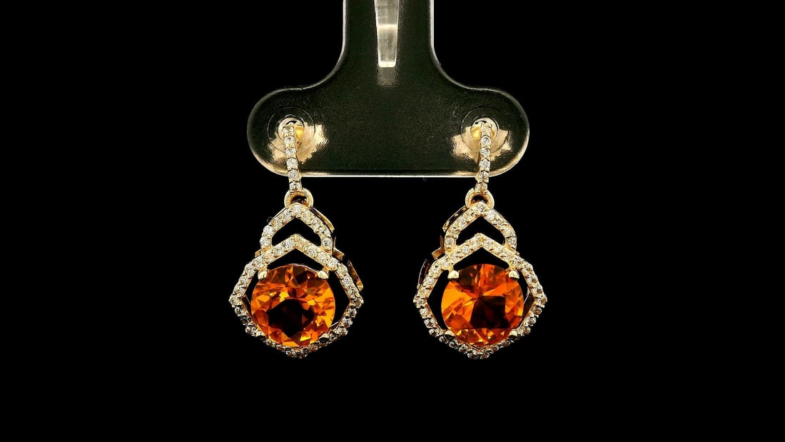 2.10 Ct Round Br.Opal 9K Gold Earrings - 4