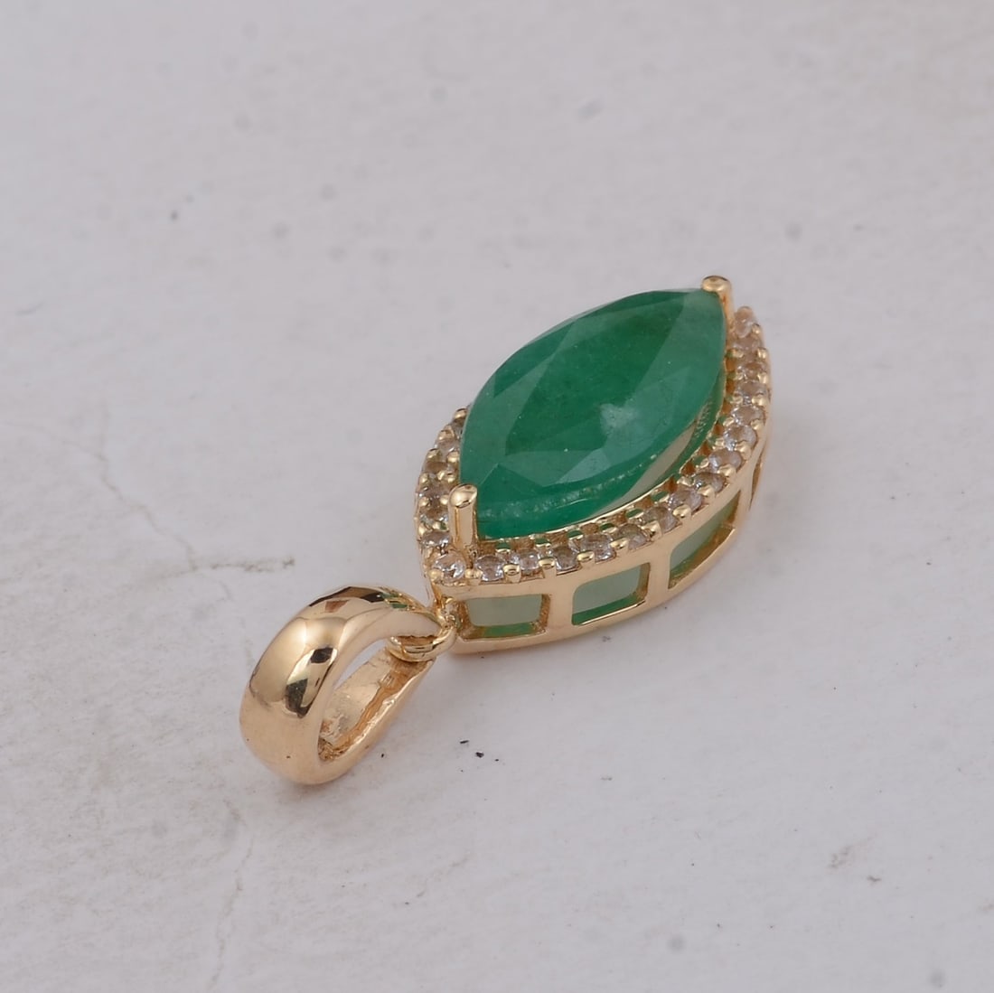 1.47 Ct Marquise Emerald 9K Gold Pendant - 2